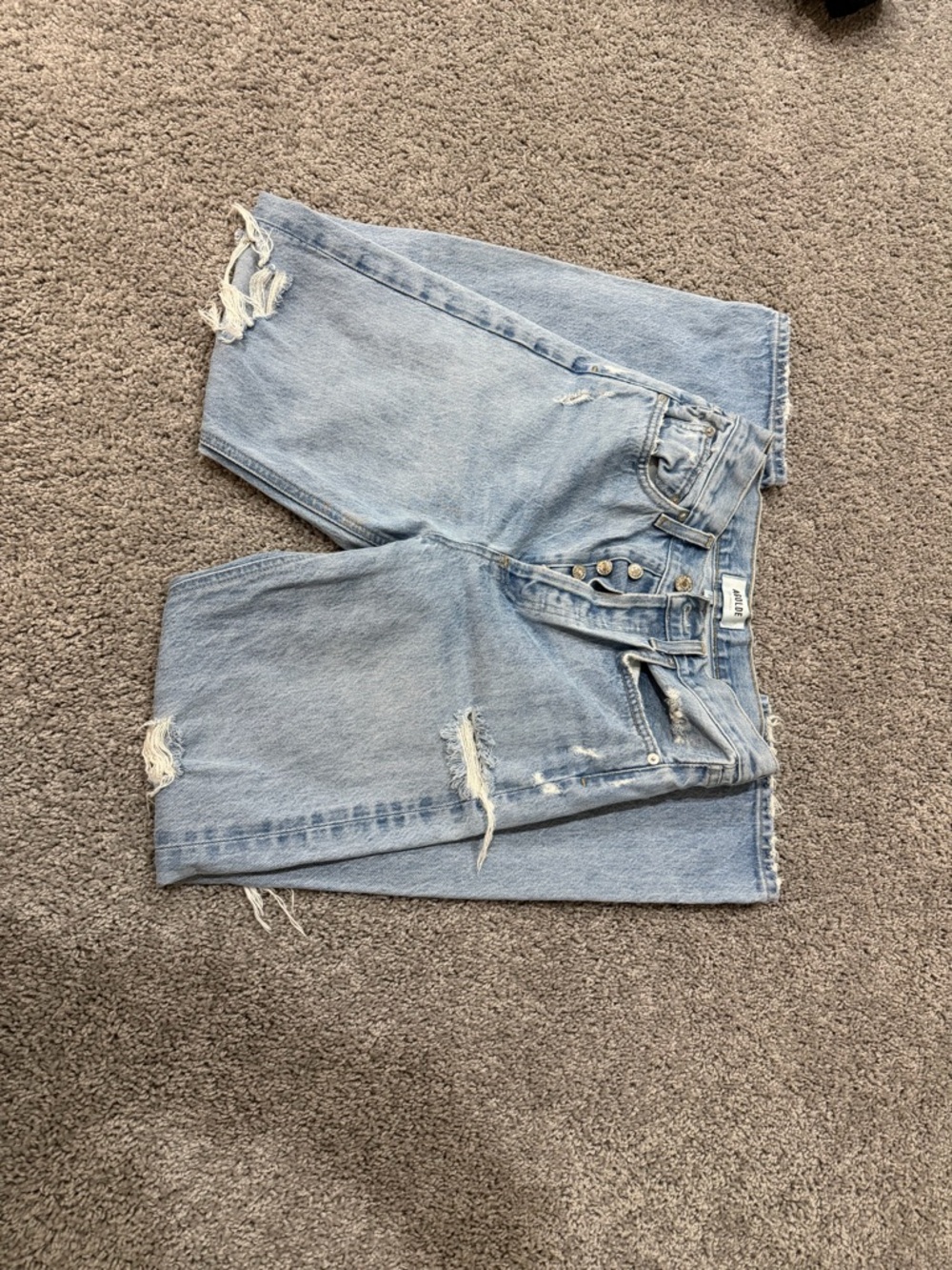 Agolde Light Wash Distressed Bootcut Jeans